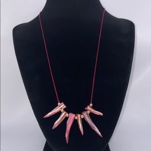 Trendy Glass Claw Bead Knotting Cord Necklace